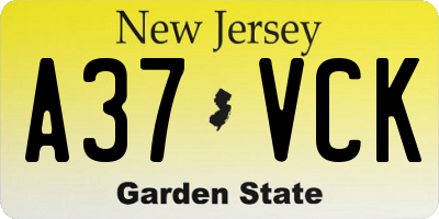 NJ license plate A37VCK