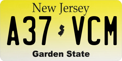 NJ license plate A37VCM