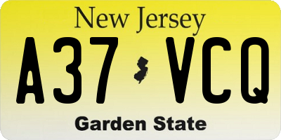 NJ license plate A37VCQ