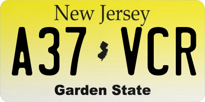 NJ license plate A37VCR