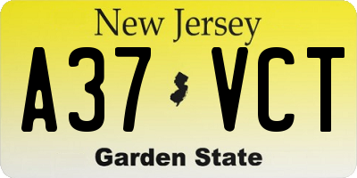 NJ license plate A37VCT