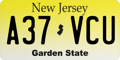 NJ license plate A37VCU