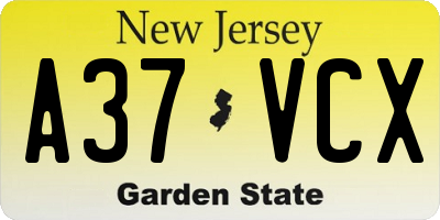 NJ license plate A37VCX