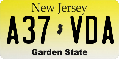 NJ license plate A37VDA
