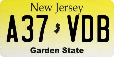 NJ license plate A37VDB