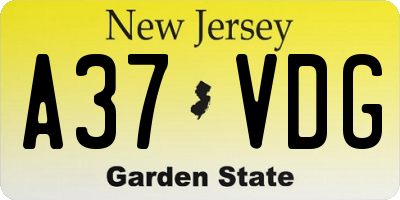 NJ license plate A37VDG