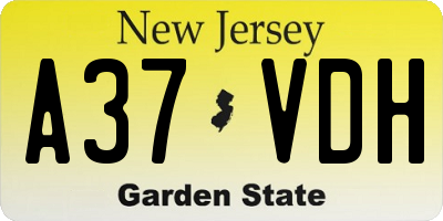 NJ license plate A37VDH