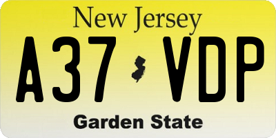 NJ license plate A37VDP