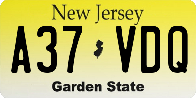 NJ license plate A37VDQ
