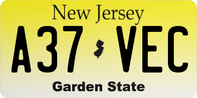 NJ license plate A37VEC