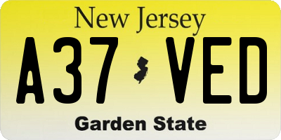 NJ license plate A37VED