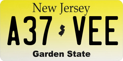 NJ license plate A37VEE