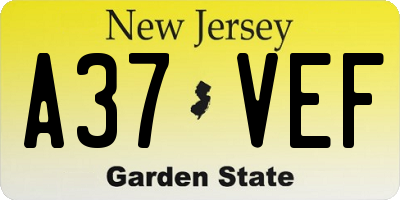 NJ license plate A37VEF