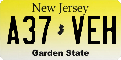 NJ license plate A37VEH