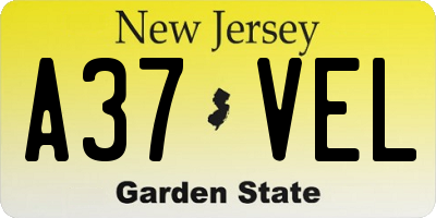 NJ license plate A37VEL