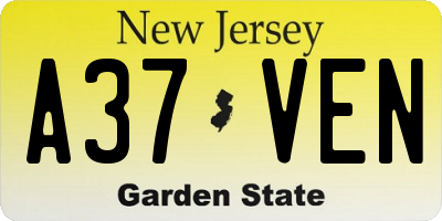 NJ license plate A37VEN