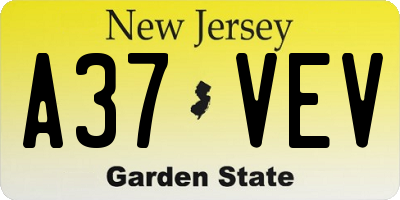 NJ license plate A37VEV