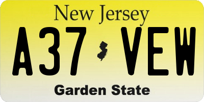 NJ license plate A37VEW