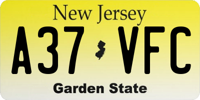 NJ license plate A37VFC
