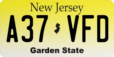 NJ license plate A37VFD