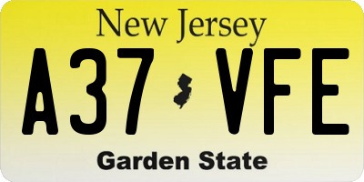 NJ license plate A37VFE