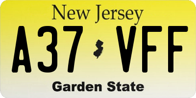 NJ license plate A37VFF