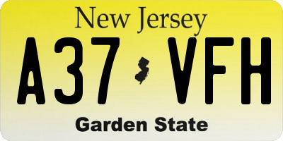 NJ license plate A37VFH