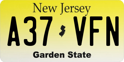 NJ license plate A37VFN
