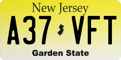 NJ license plate A37VFT