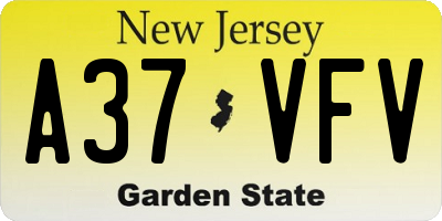 NJ license plate A37VFV