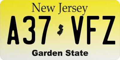 NJ license plate A37VFZ
