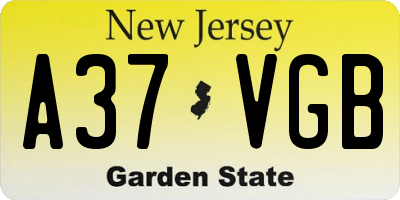 NJ license plate A37VGB