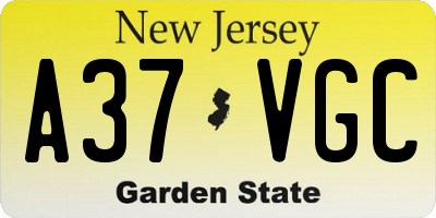 NJ license plate A37VGC
