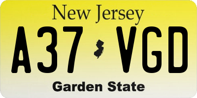 NJ license plate A37VGD