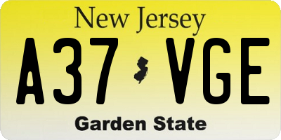NJ license plate A37VGE