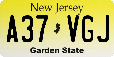 NJ license plate A37VGJ