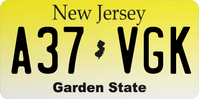 NJ license plate A37VGK