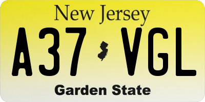 NJ license plate A37VGL