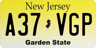 NJ license plate A37VGP