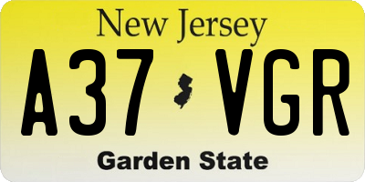 NJ license plate A37VGR