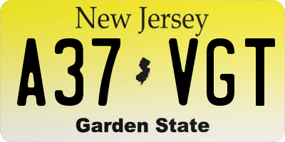 NJ license plate A37VGT