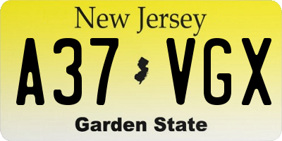 NJ license plate A37VGX