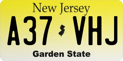 NJ license plate A37VHJ