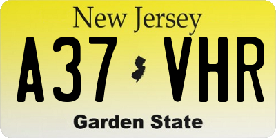 NJ license plate A37VHR