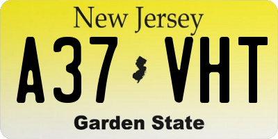 NJ license plate A37VHT