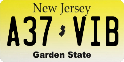 NJ license plate A37VIB
