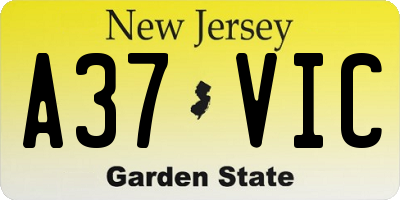 NJ license plate A37VIC