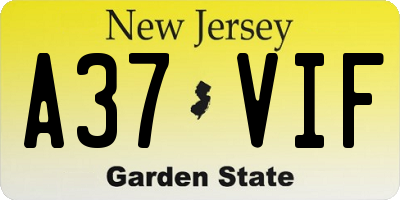 NJ license plate A37VIF