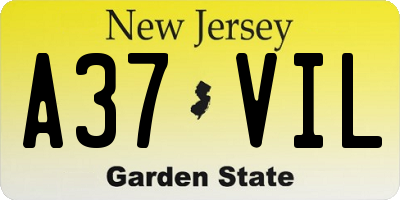 NJ license plate A37VIL