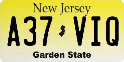 NJ license plate A37VIQ